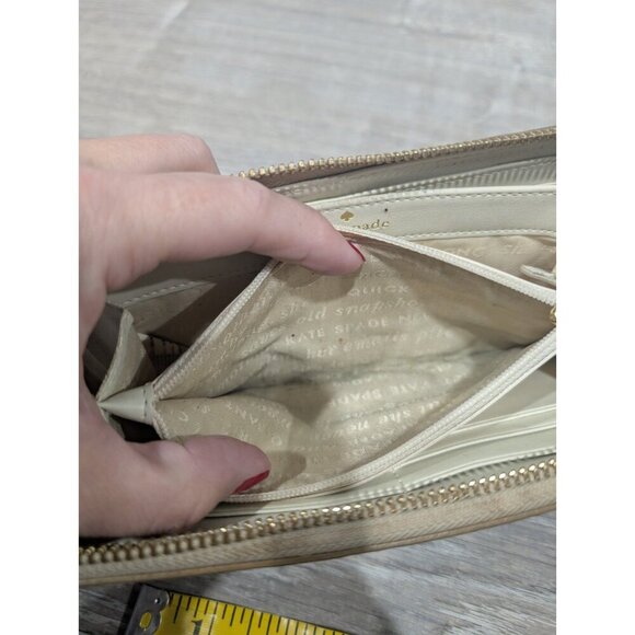 Kate Spade Gold Metallic Bowtie Zip Around Wallet Inside Zip Pouch Clutch - Picture 8 of 16